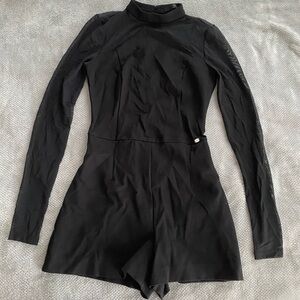 Guess Black Mesh Long Sleeve Romper